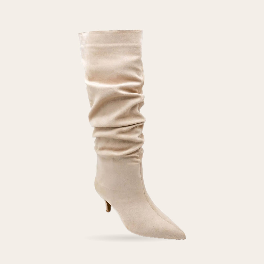 Bottes Lou beiges, vue de trois quarts