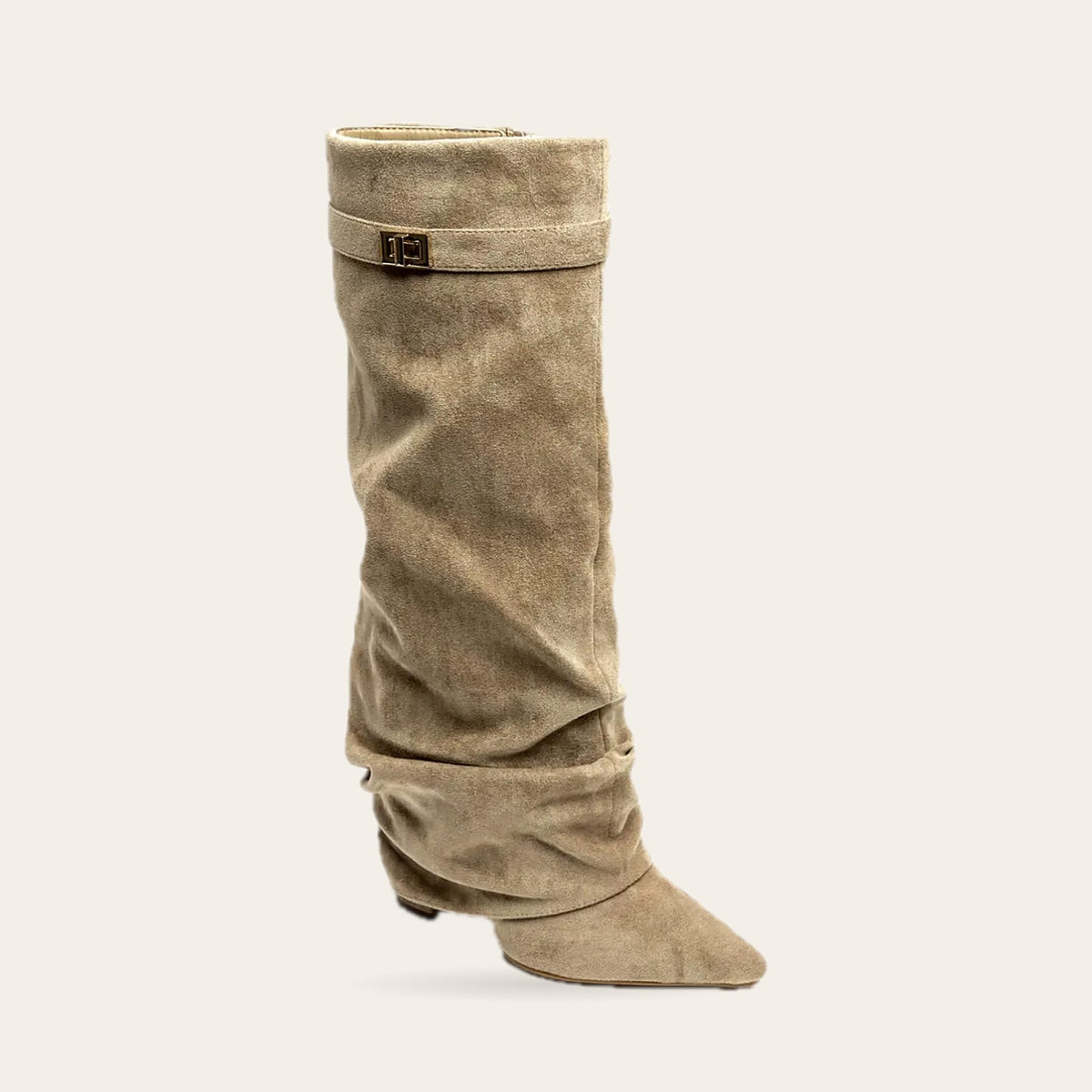 Bottes Margaux taupe, vue de trois quarts